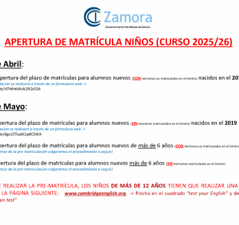 Apertura de Matrícula Niños 25/26