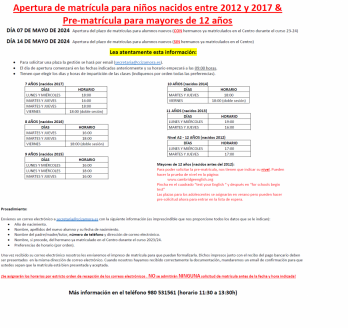 APERTURA DE MATRÍCULA PARA NIÑOS NACIDOS ENTRE 2017 y 2012 NUEVO